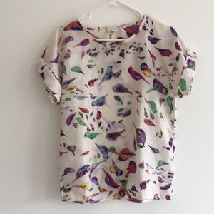 Women’s Liva Girl white blouse with birds